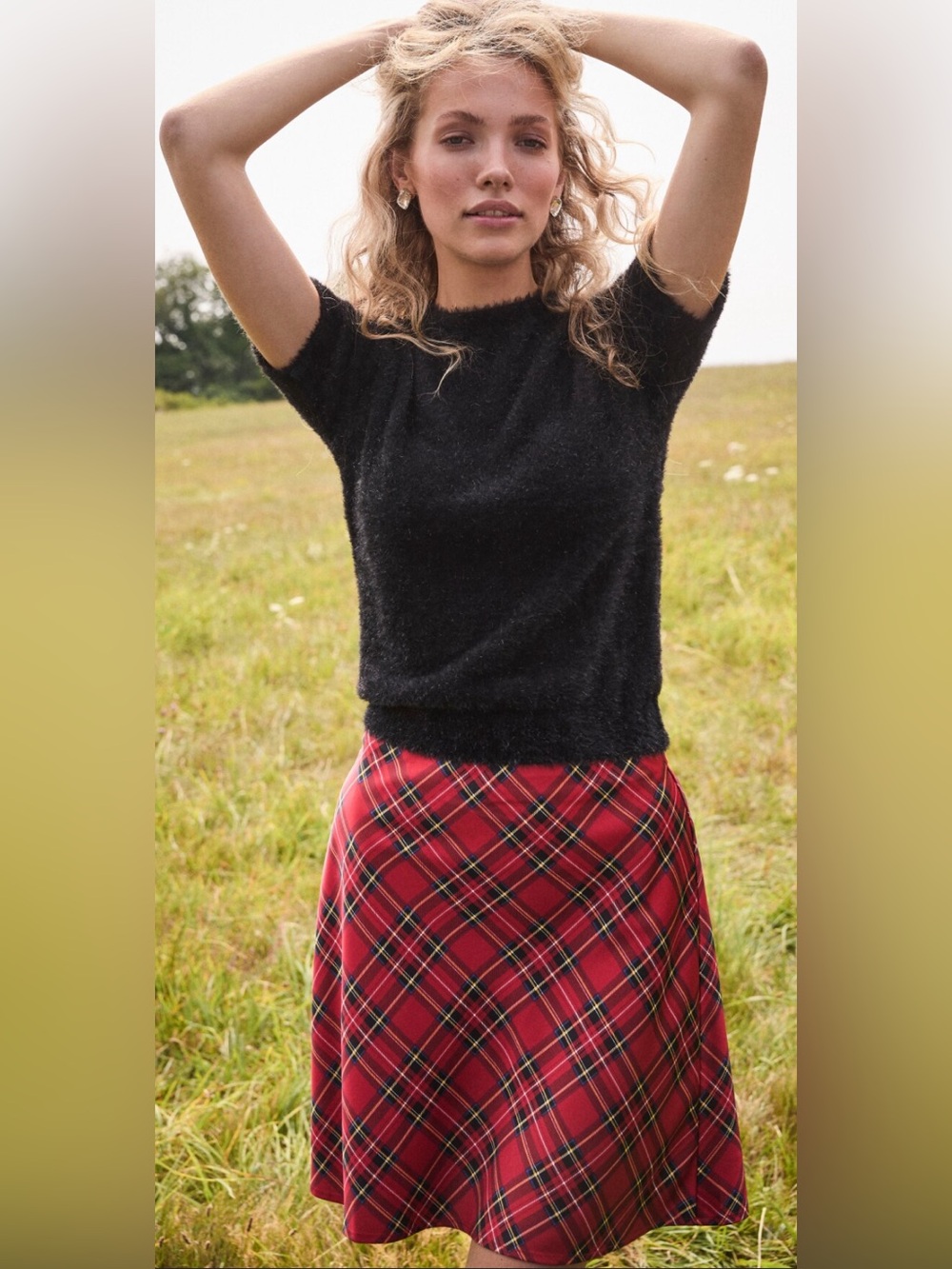 Jcrew sz Large NWT  A-Line Classic Tartan Women’s Skirt perfect elastic waist